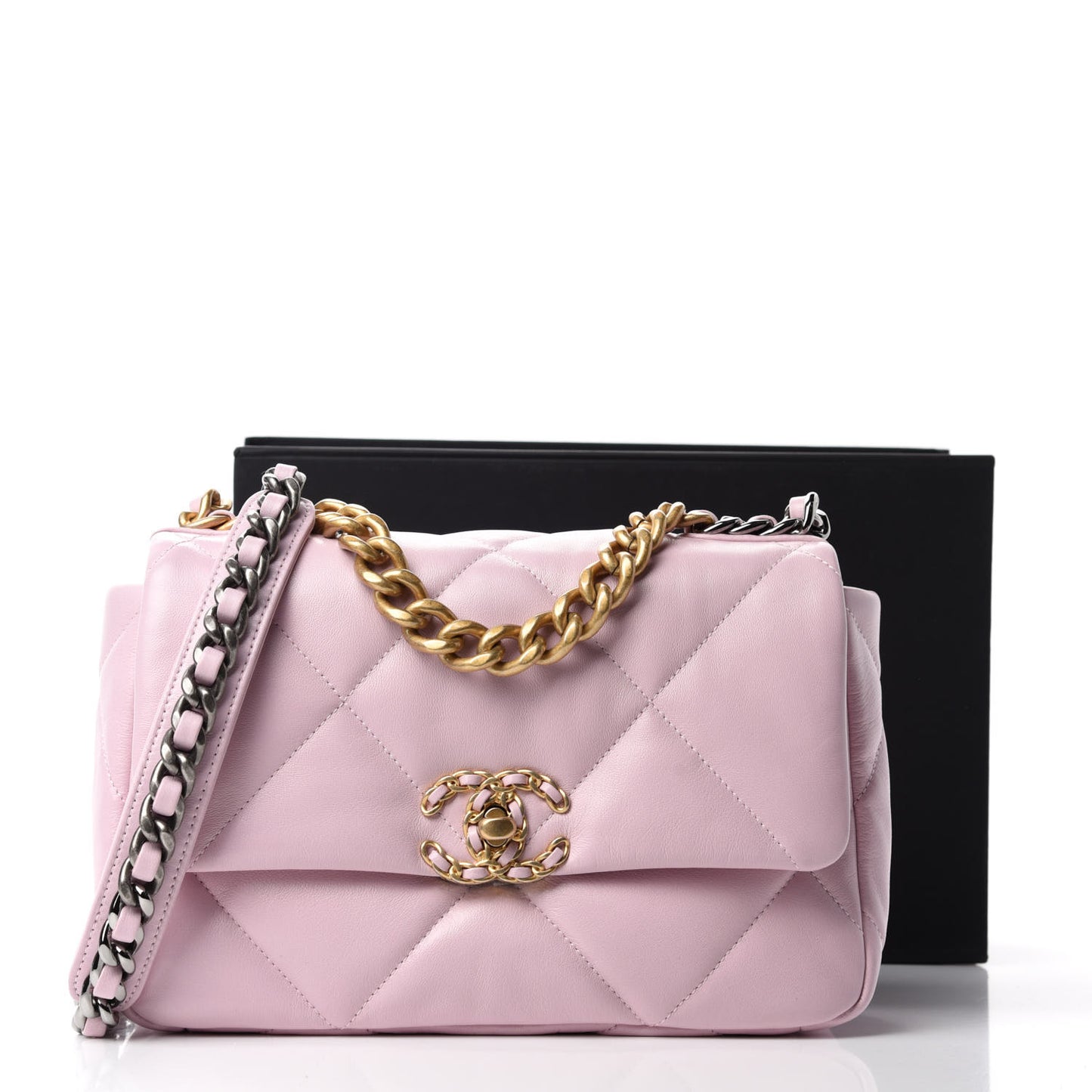 Lambskin Quilted Medium 19 Flap Light Pink