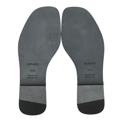 Hermes Metallic Nappa Oran Sandals 36.5 Argent 5 of 11