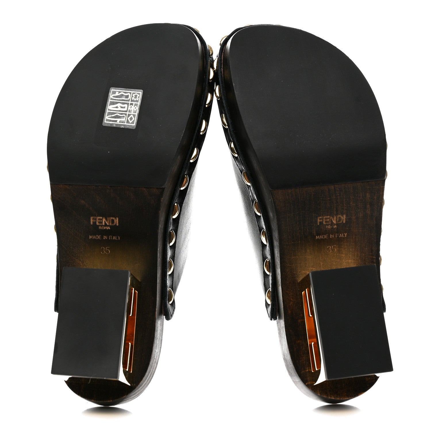 Fendi Vitello Baguette 25/60mm Clogs 35 Black 5 of 8