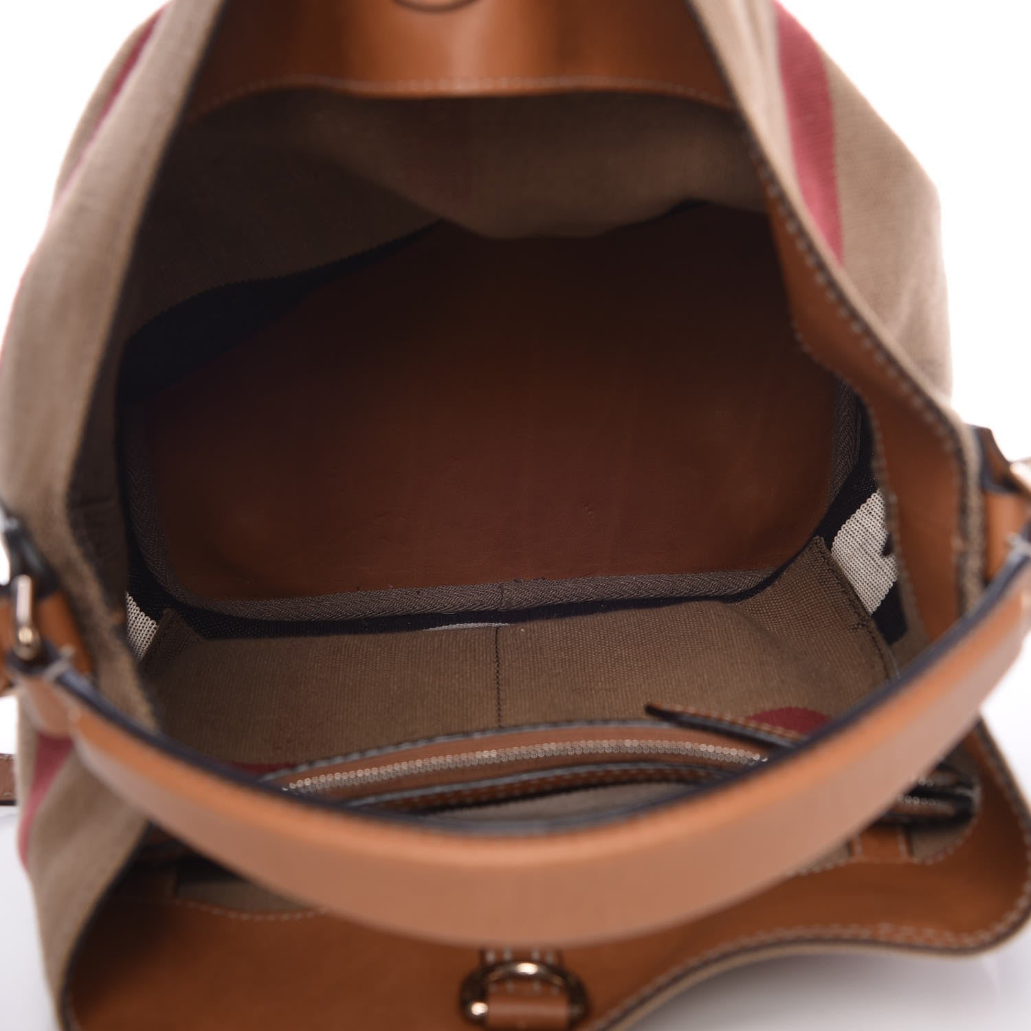 Burberry Canvas Mega Check Medium Ashby Hobo Saddle Brown 5 of 10