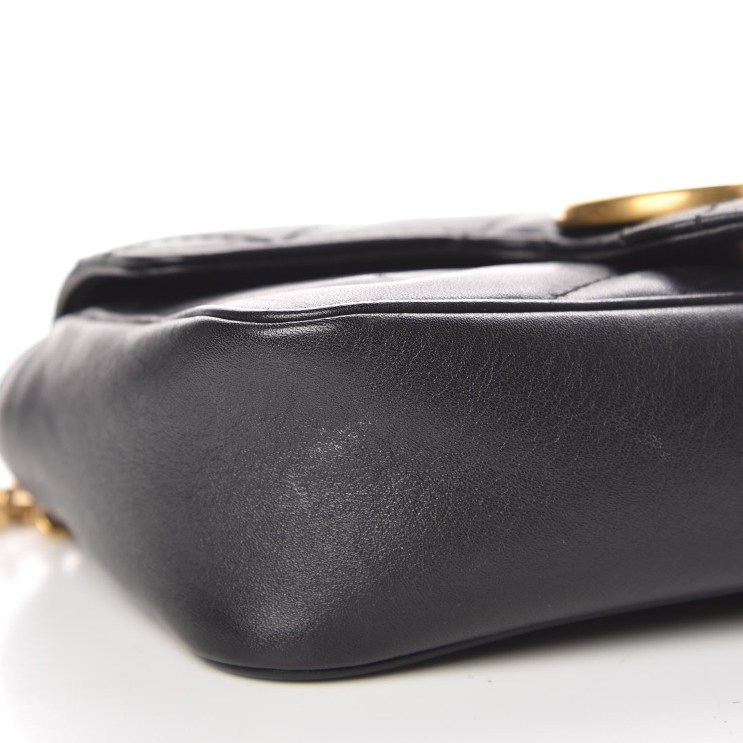 Gucci Calfskin Matelasse Super Mini GG Marmont Shoulder Bag Black 8 of 13