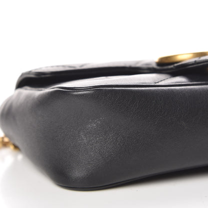 Gucci Calfskin Matelasse Super Mini GG Marmont Shoulder Bag Black 8 of 13