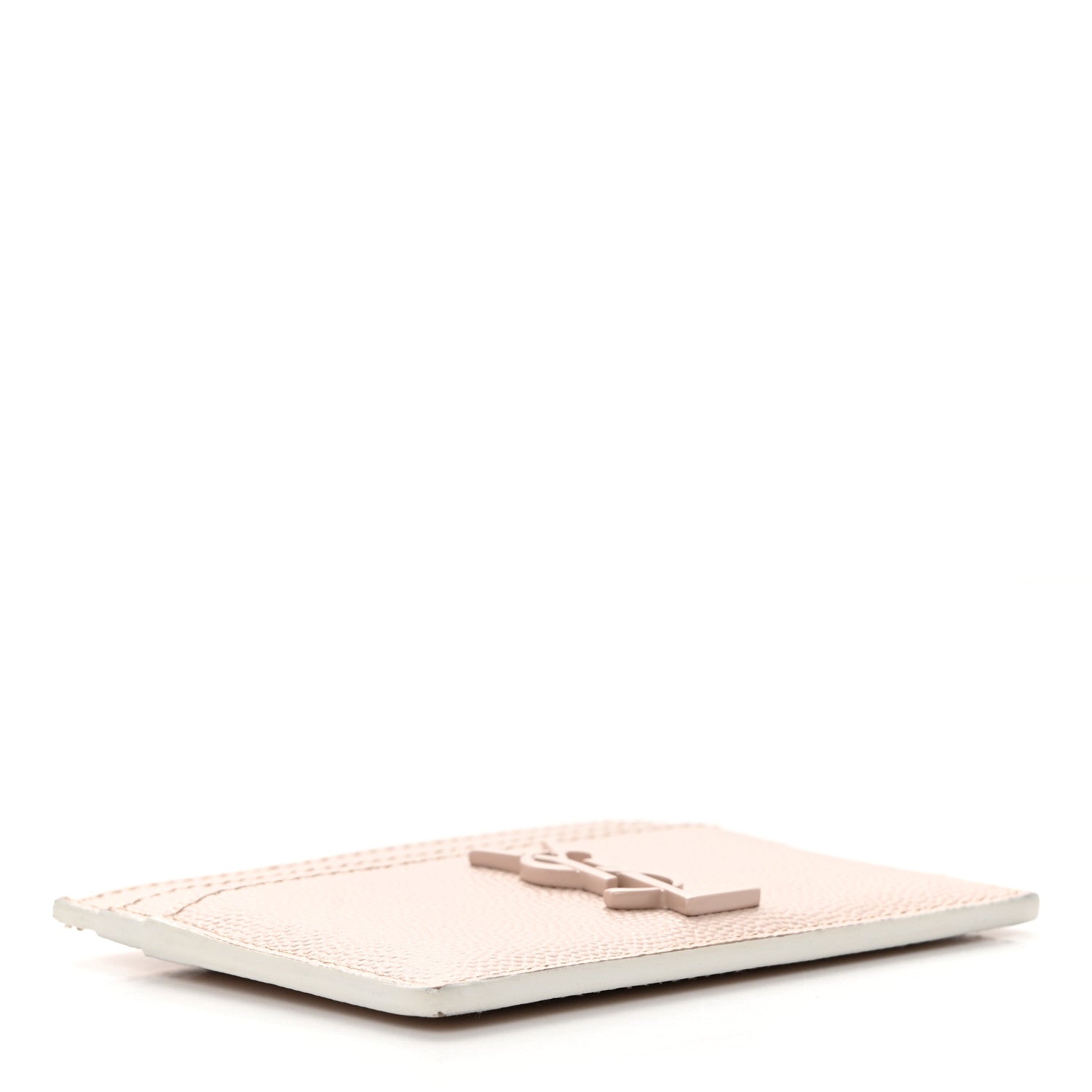 Saint Laurent Grain De Poudre Monogram Credit Card Case Rose 4 of 7