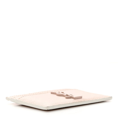 Saint Laurent Grain De Poudre Monogram Credit Card Case Rose 4 of 7