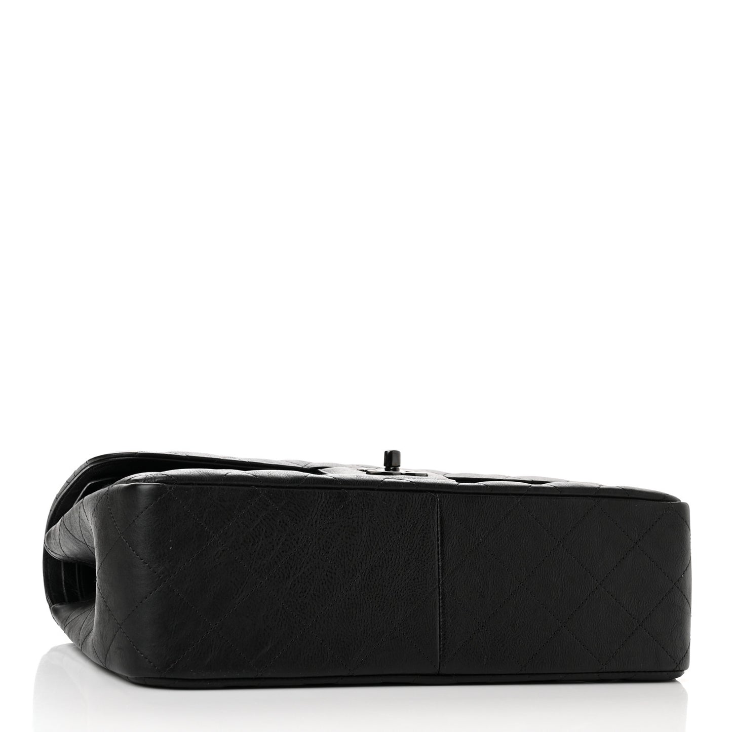 Crumpled Calfskin Quilted Jumbo Double Flap So Black