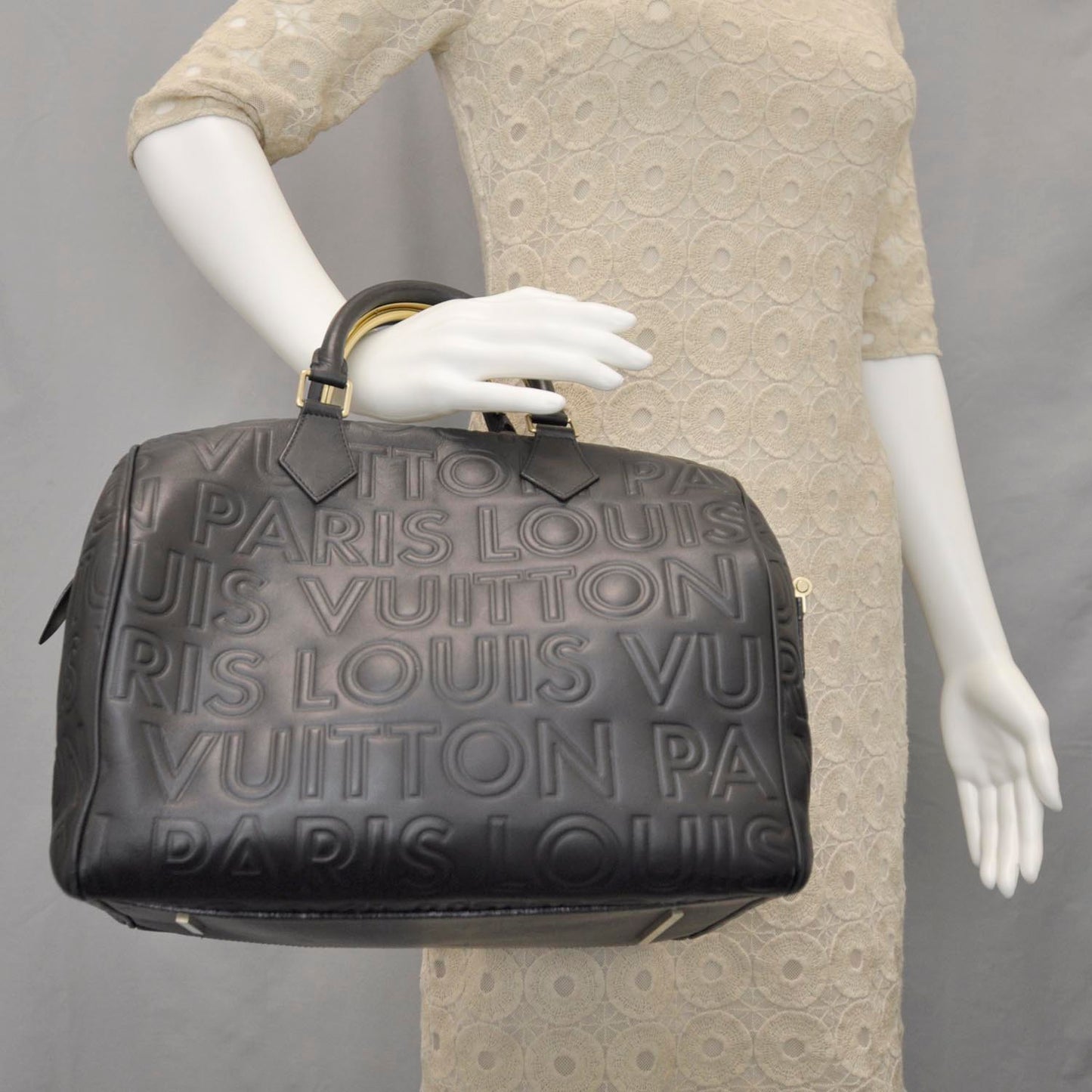 Calfskin Embossed Speedy Cube 30 Black