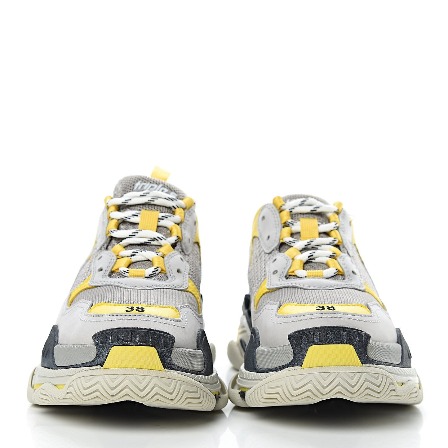 Fabric Mesh Womens Triple S Sneakers 38 Yellow Grey White