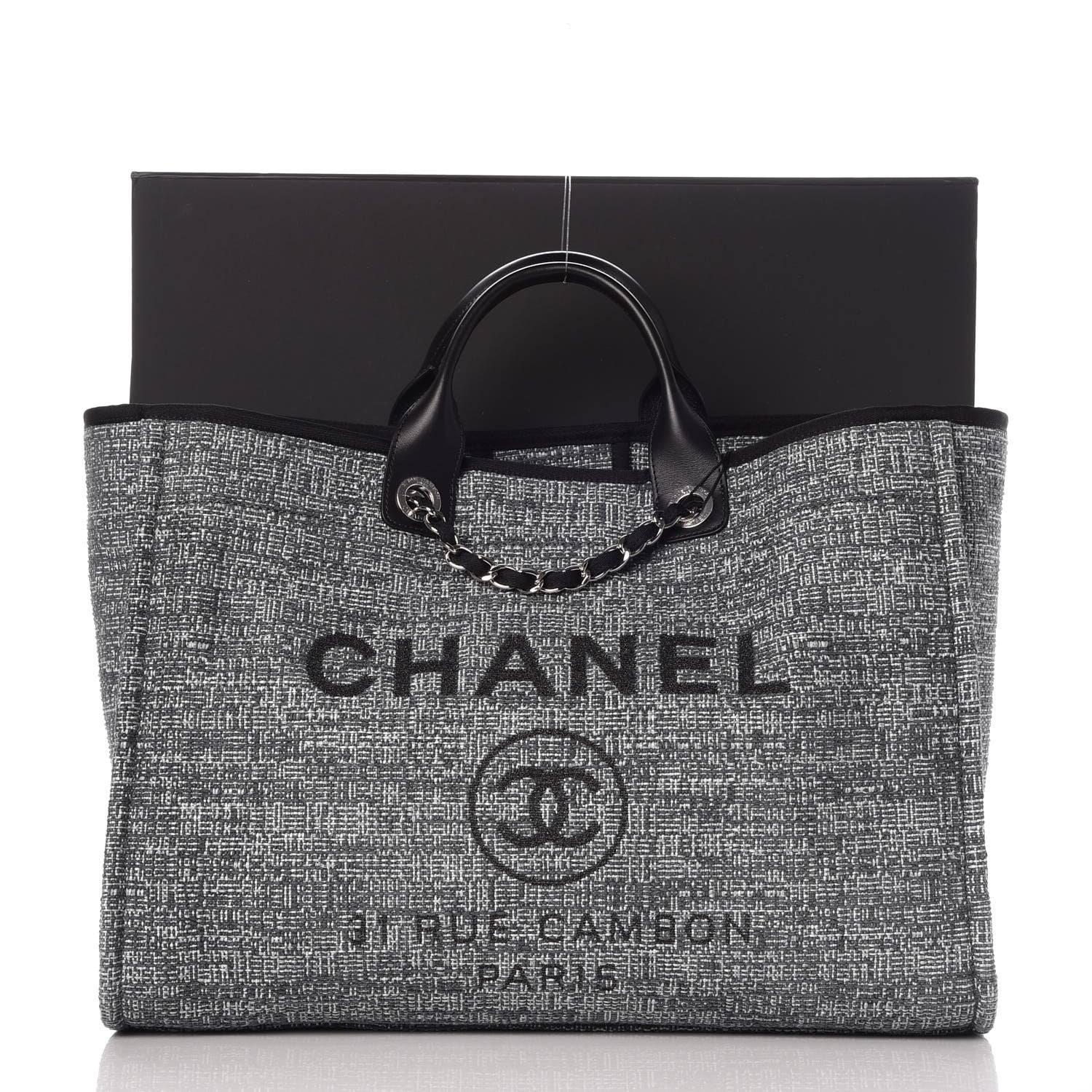 Chanel Canvas Large Deauville Tote Charcoal 8 of 8