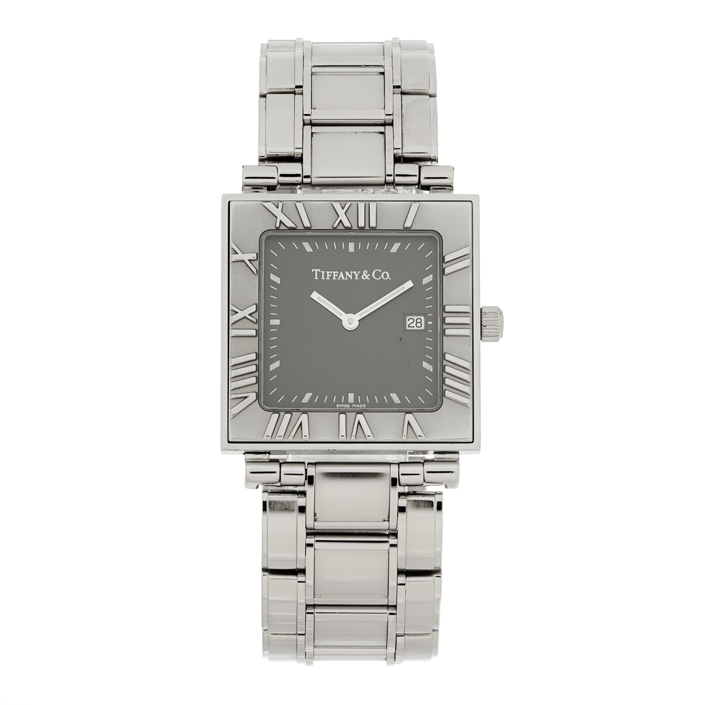 Stainless Steel 28mm Atlas Square Quartz Watch Grey