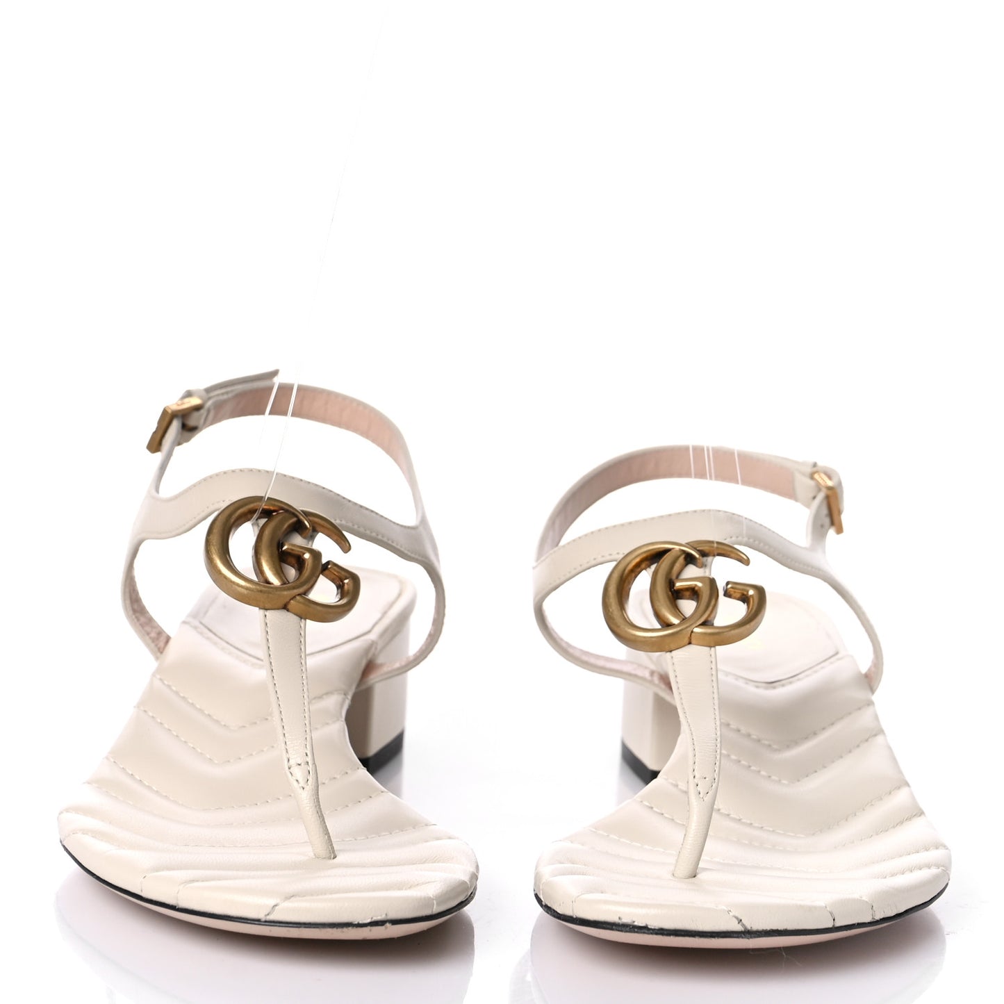 Nappa Matelasse Double G 35mm Thong Sandals 38.5 Mystic White