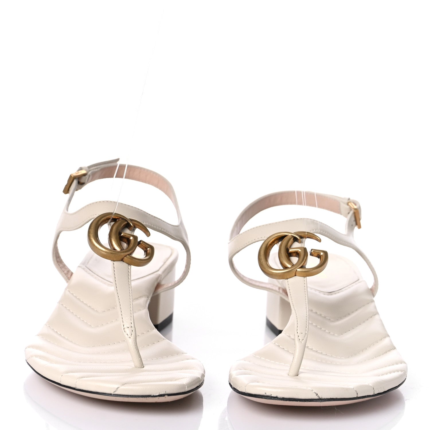Gucci Nappa Matelasse Double G 35mm Thong Sandals 38.5 Mystic White 2 of 11