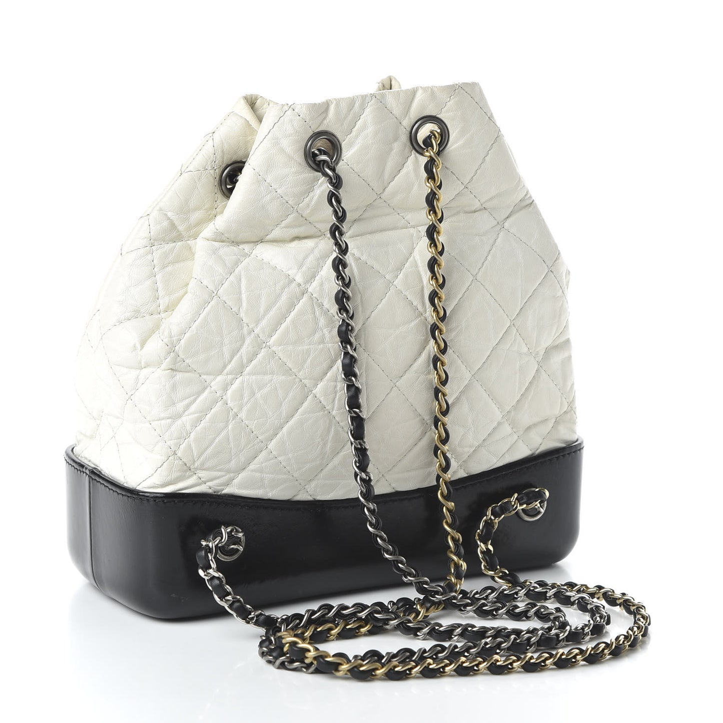 Aged Calfskin Quilted Small Gabrielle Backpack Black White