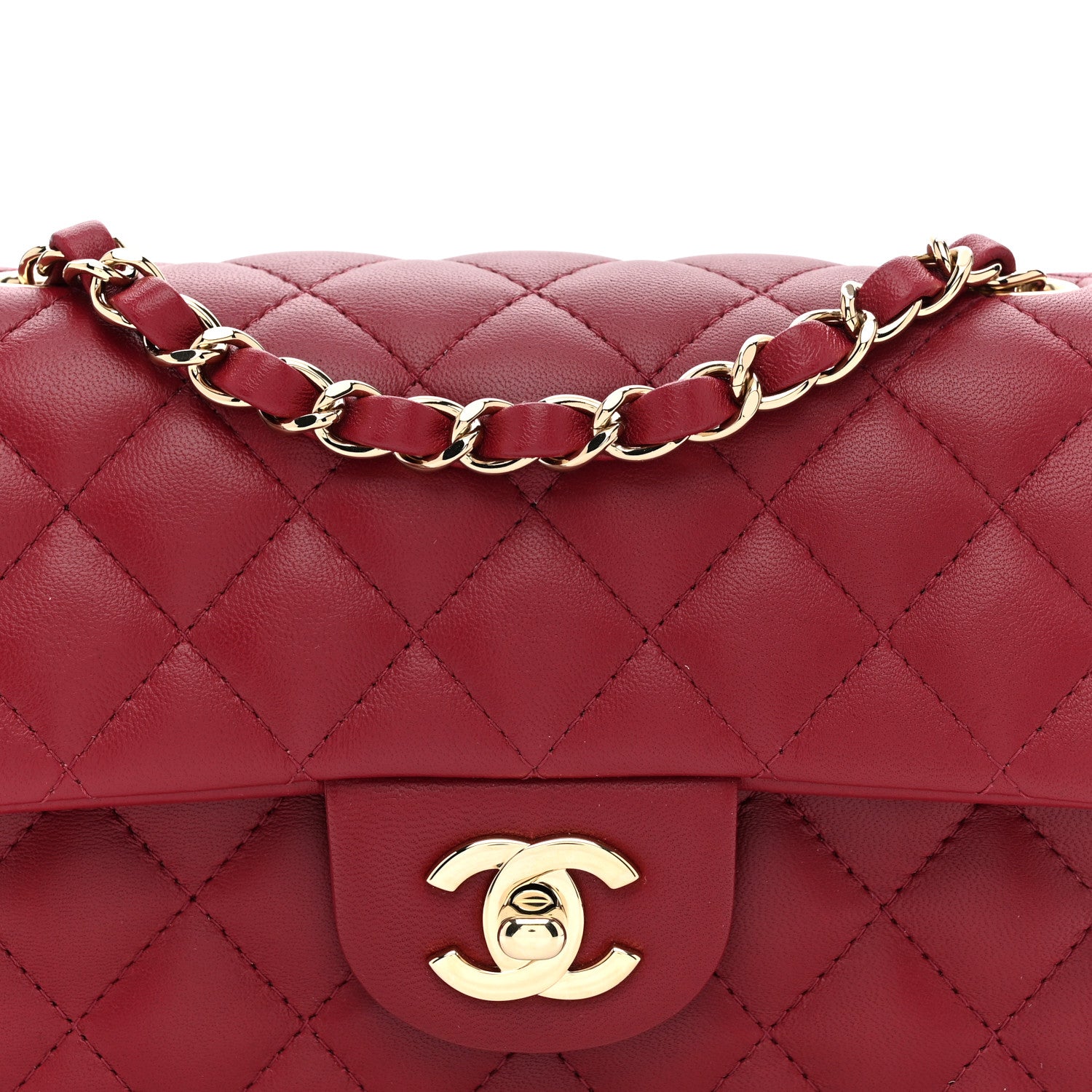Chanel Lambskin Quilted Mini Rectangular Flap Burgundy 8 of 10