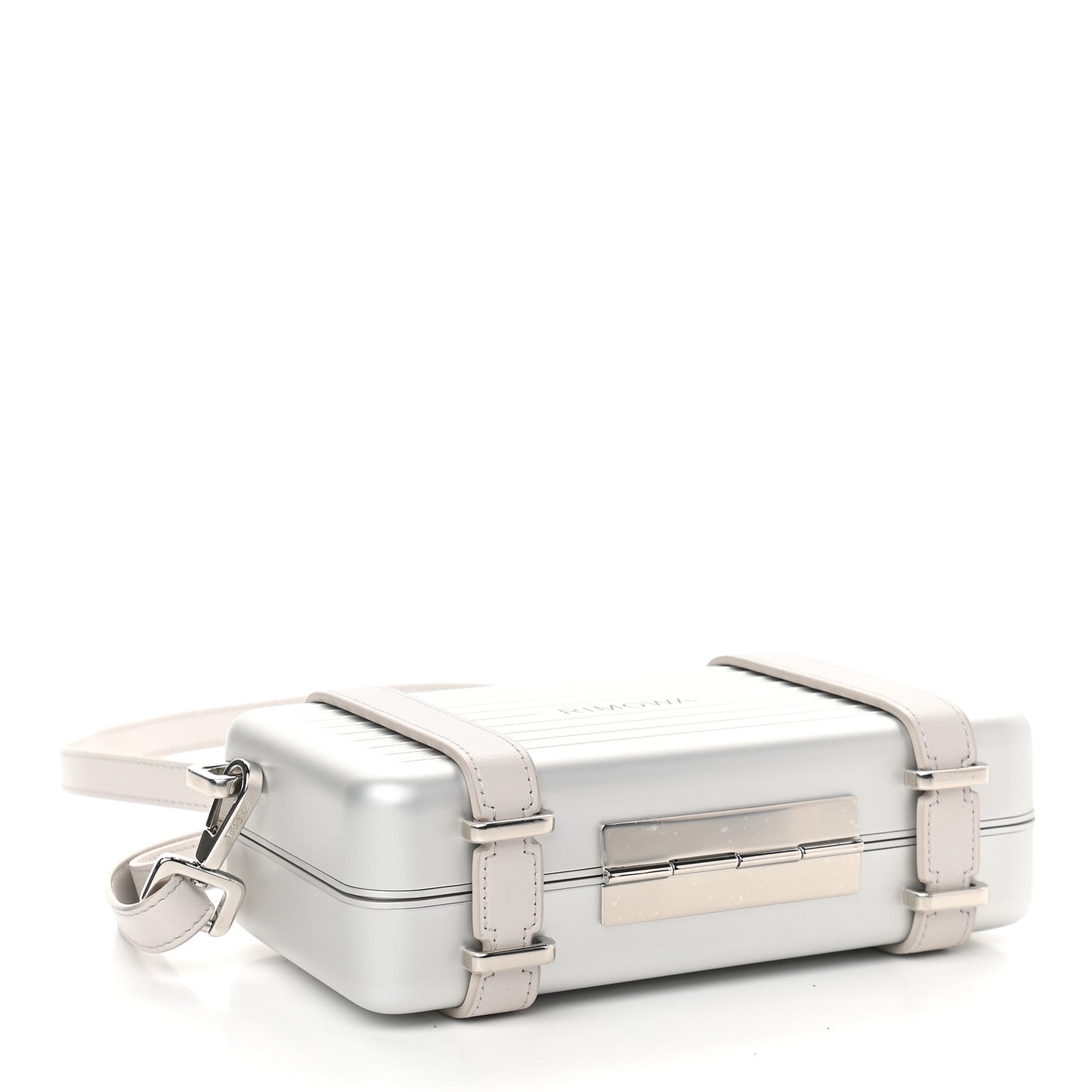 X RIMOWA Aluminum Personal Clutch On Strap Silver