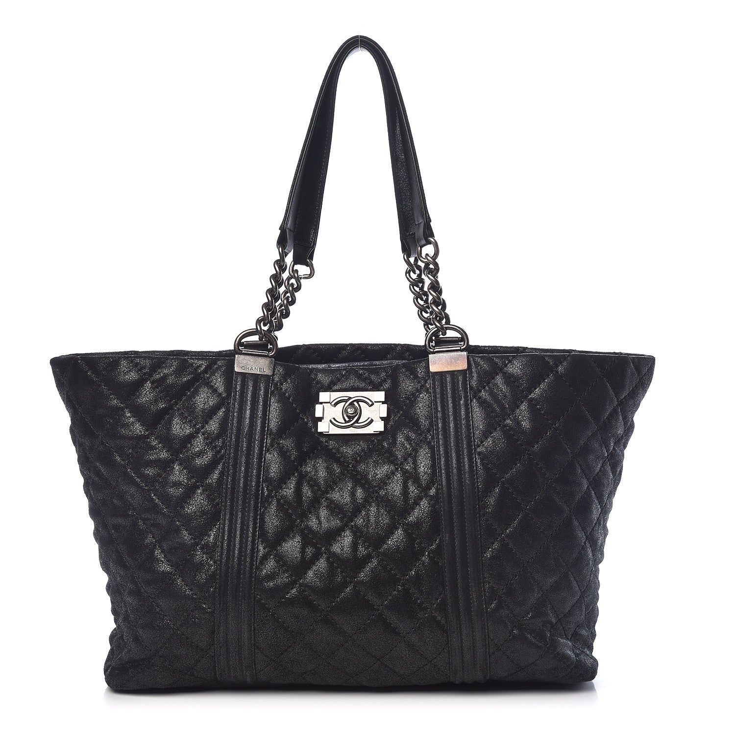 Chanel Goatskin Quilted Large Gentle Boy Shopping Tote Black 1 of 11