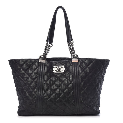 Chanel Goatskin Quilted Large Gentle Boy Shopping Tote Black 1 of 11