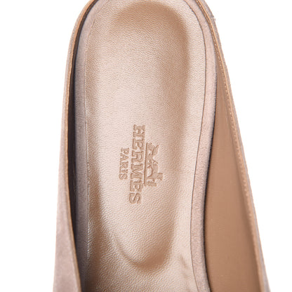 Hermes Suede Goatskin Crystal Roxane Mules 40 Champagne Rose Grey 7 of 9