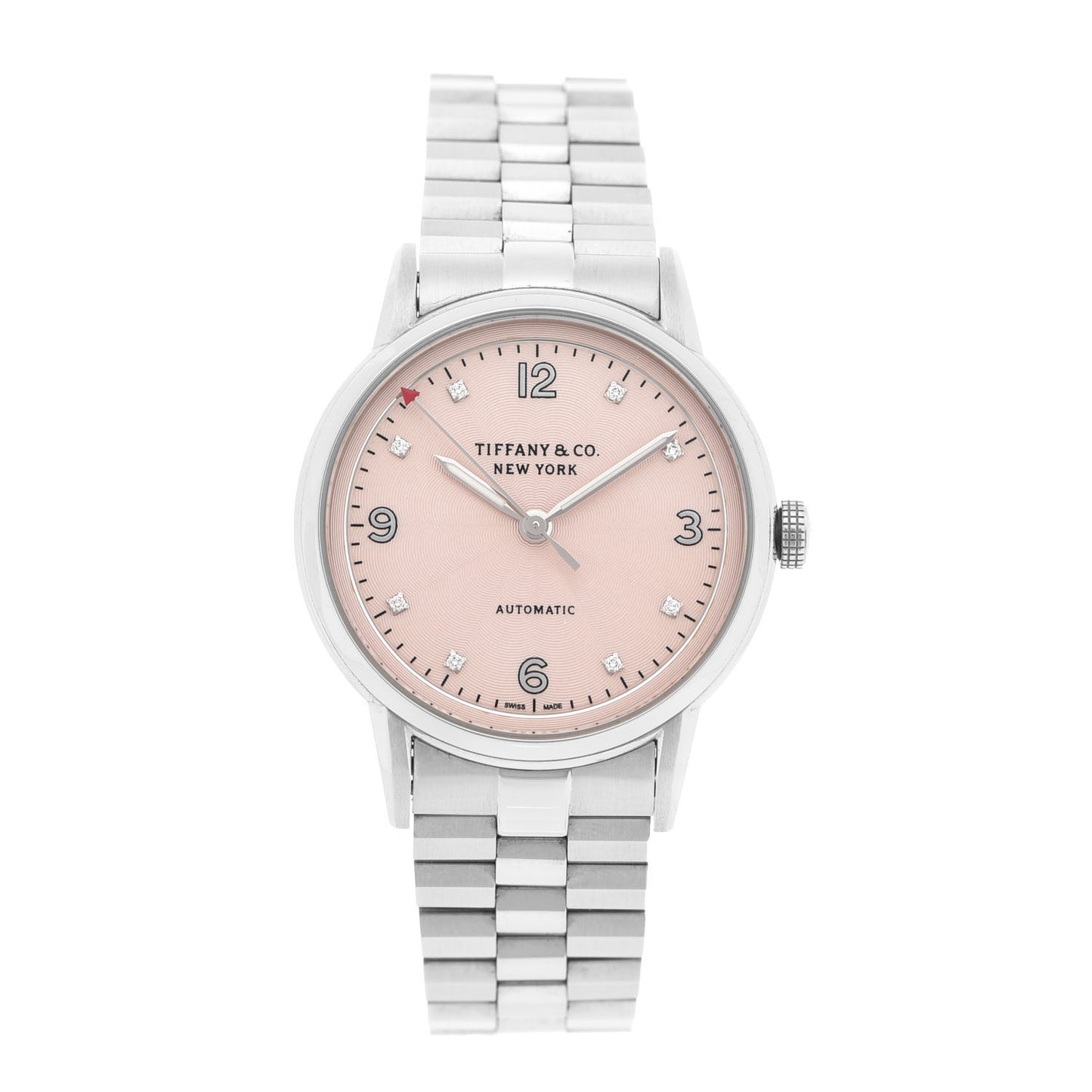 Stainless Steel Diamond 34mm CT60 3-Hand Automatic Watch Pink