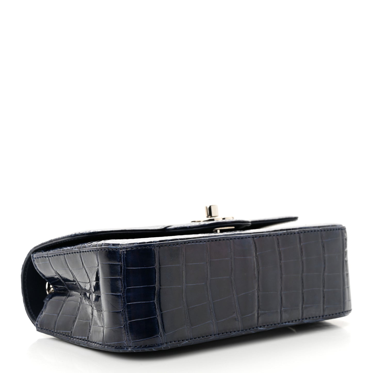 Shiny Alligator Mini Rectangular Flap Blue