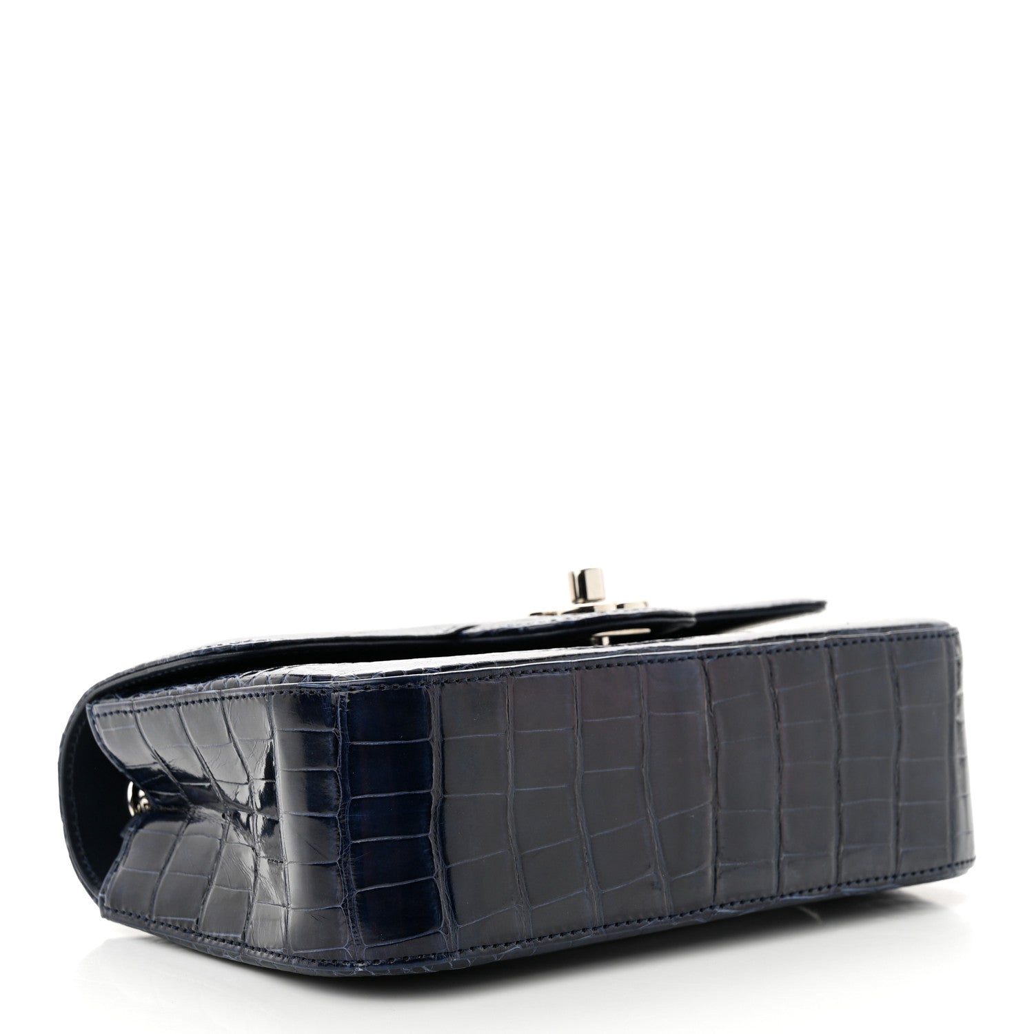 Chanel Shiny Alligator Mini Rectangular Flap Blue 4 of 10