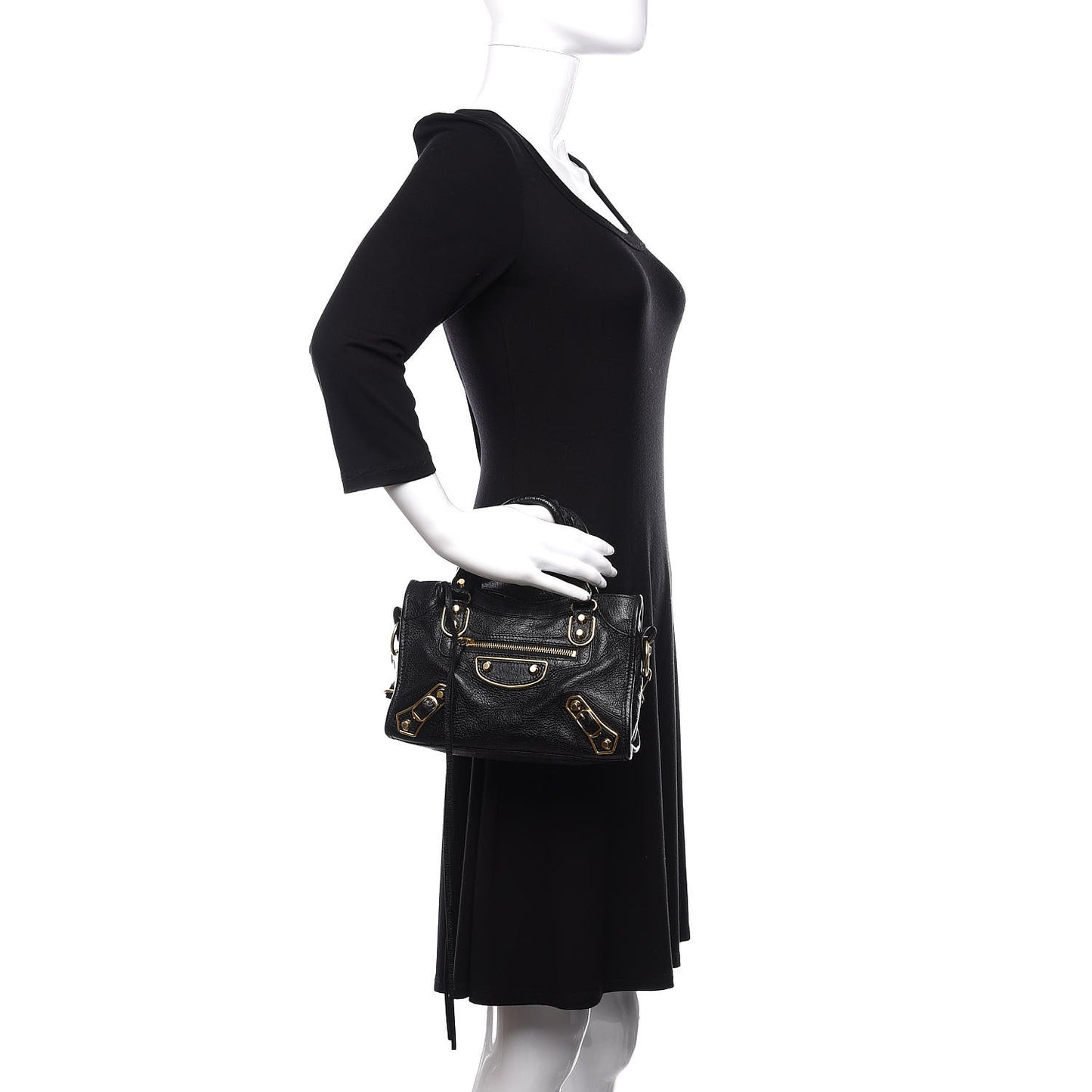Chevre Gold Metallic Edge Hardware Mini City Black
