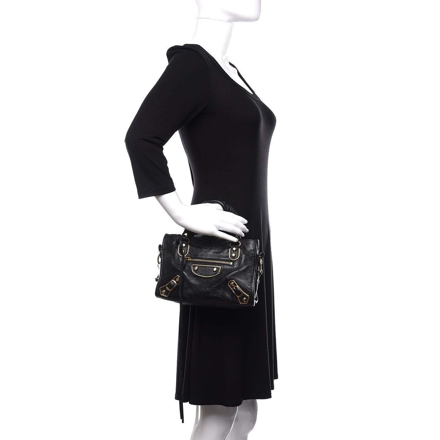 Balenciaga Chevre Gold Metallic Edge Hardware Mini City Black 3 of 12