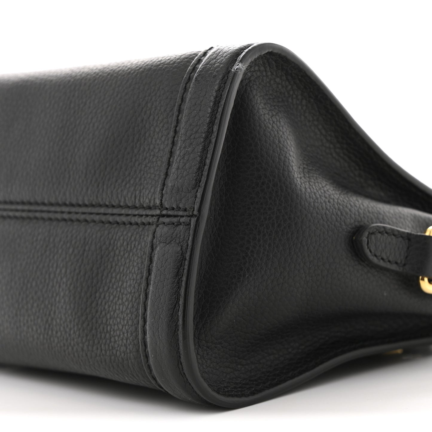 Pebbled Calfskin Mini Skull Padlock Zip Around Tote Black