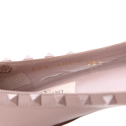 Valentino Garavani Calfskin Lacquered Monochrome Rockstud Ballerina Flats 36.5 Poudre 9 of 12