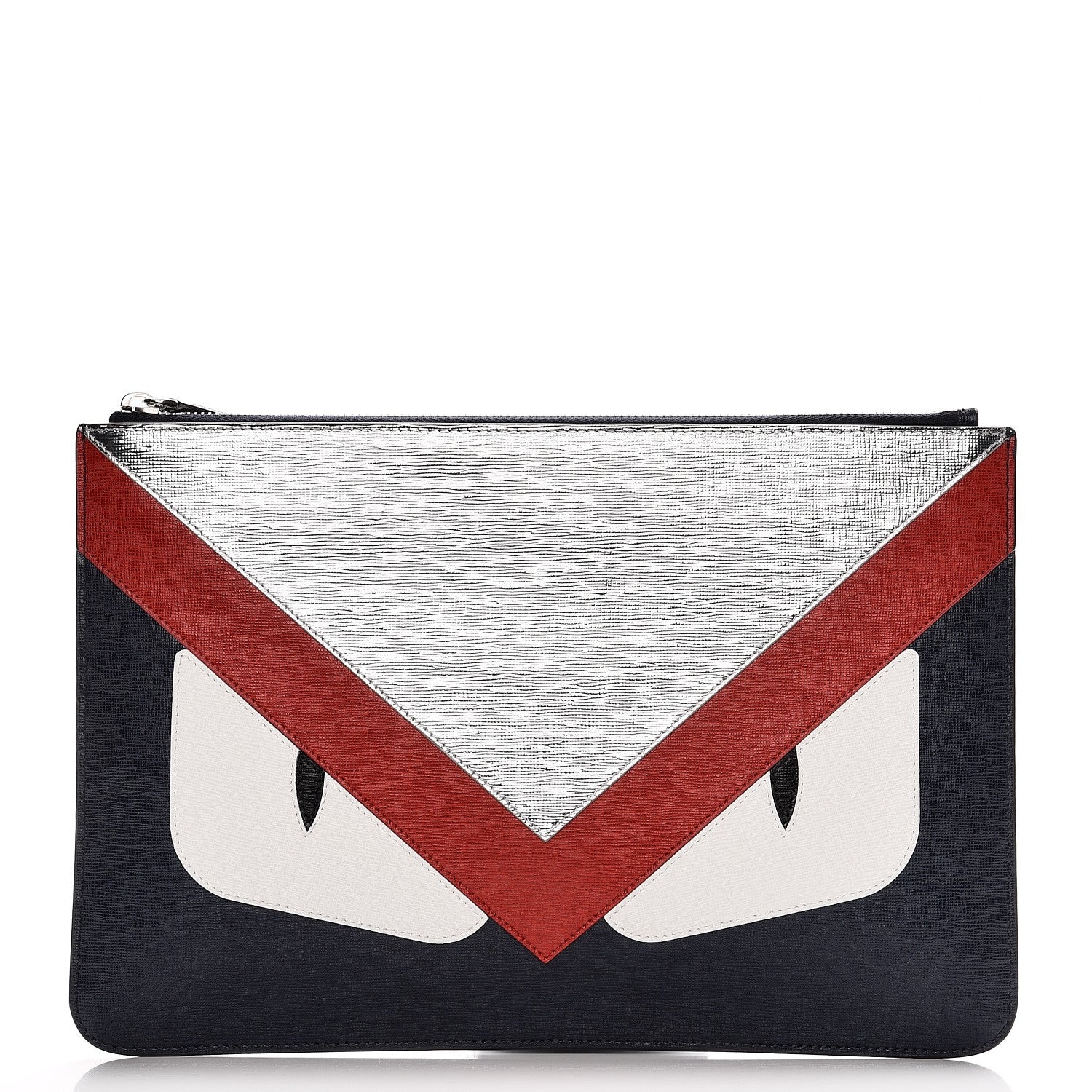 Fendi Metallic Vitello Elite Monster Eyes Pouch Navy Multicolor 1 of 8