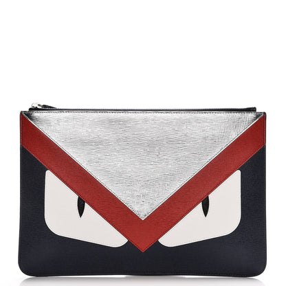 Fendi Metallic Vitello Elite Monster Eyes Pouch Navy Multicolor 1 of 8
