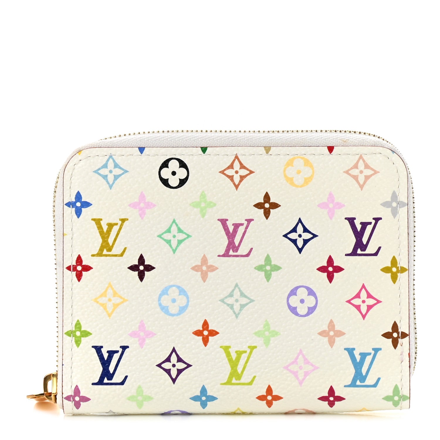 Louis Vuitton Monogram Multicolor Zippy Coin Purse Wallet White Litchi 1 of 8