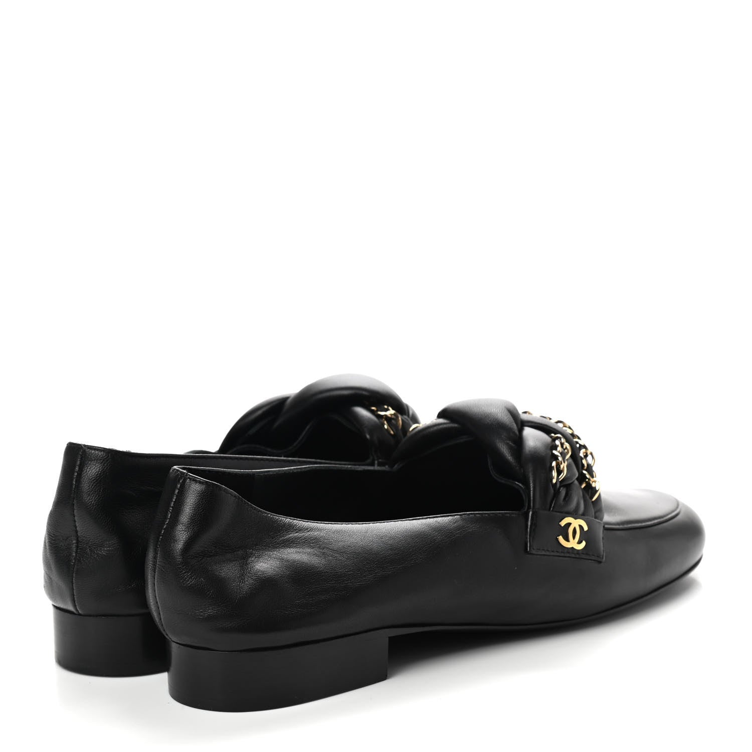 Chanel Lambskin CC Braided Chain Loafers 37.5 Black 4 of 12
