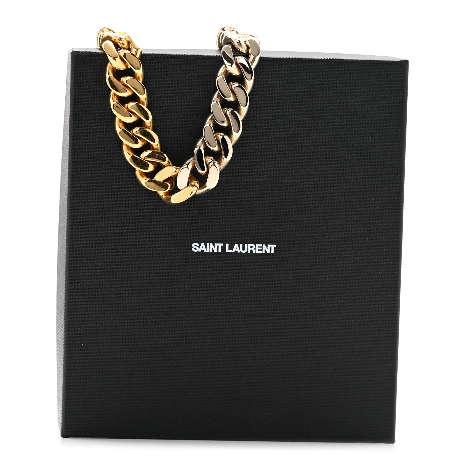 Saint Laurent Metal Curb Chain Necklace Gold Silver 6 of 6