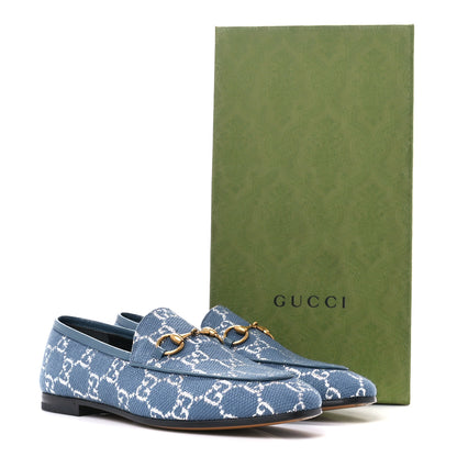 Gucci Canvas Lame GG Monogram Horsebit Womens Jordaan Loafers 36 Blue Silver Cornflower Blue 9 of 9
