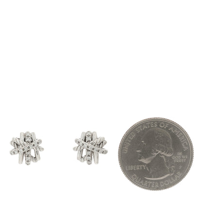 David Yurman Sterling Silver Diamond 11mm Crossover Earrings 2 of 4