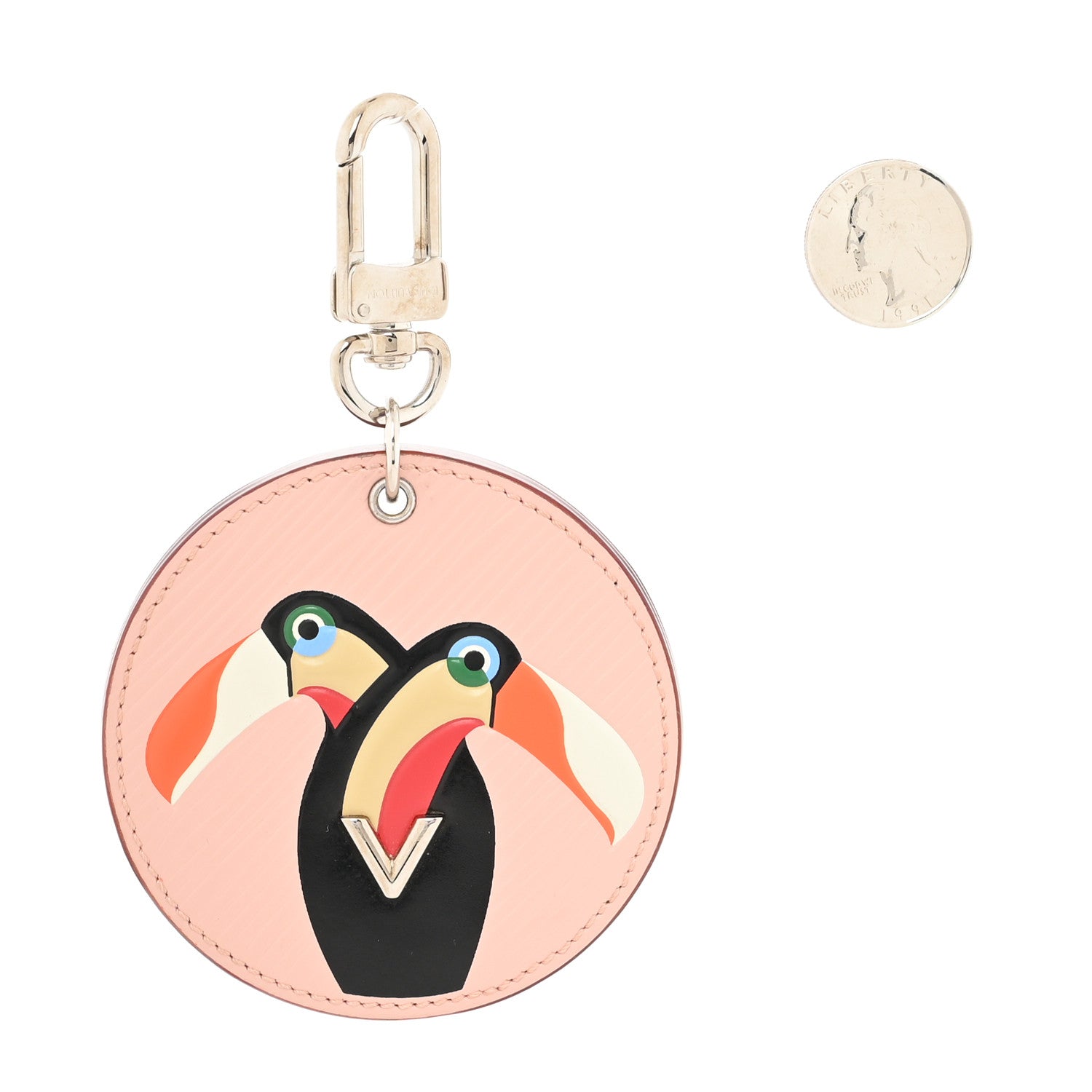 Louis Vuitton Epi Exotic Birds Bag Charm Key Ring Crystal Pink 2 of 4
