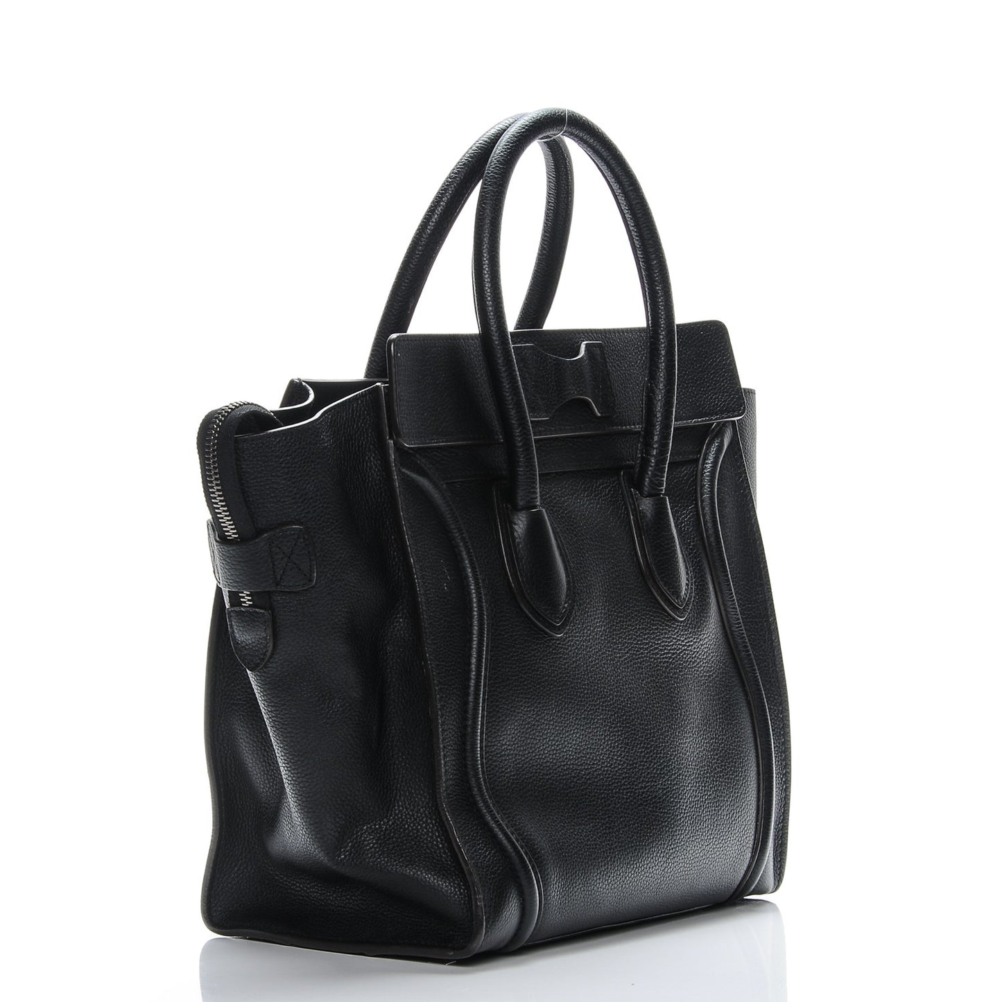 Drummed Calfskin Mini Luggage Black