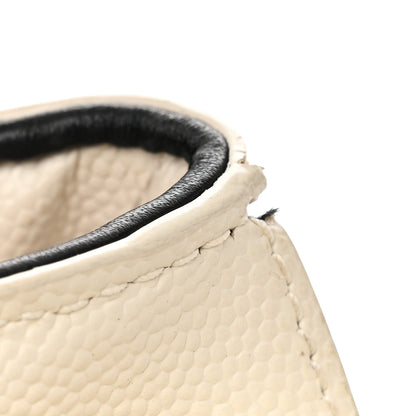 Saint Laurent Grain De Poudre Matelasse Monogram Chain Wallet White Black 17 of 17