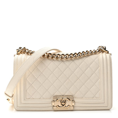Chanel Caviar Quilted Medium Boy Flap White 1 of 10