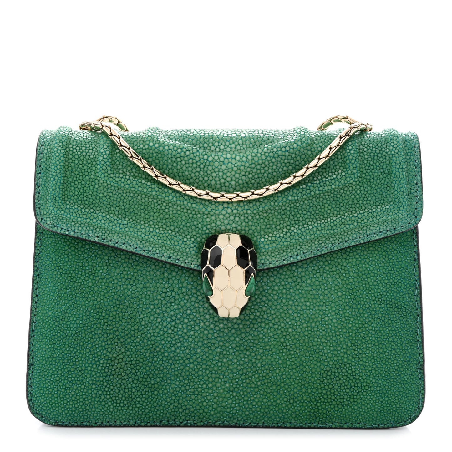 Galuchat Calfskin Serpenti Forever Crossbody Bag Green