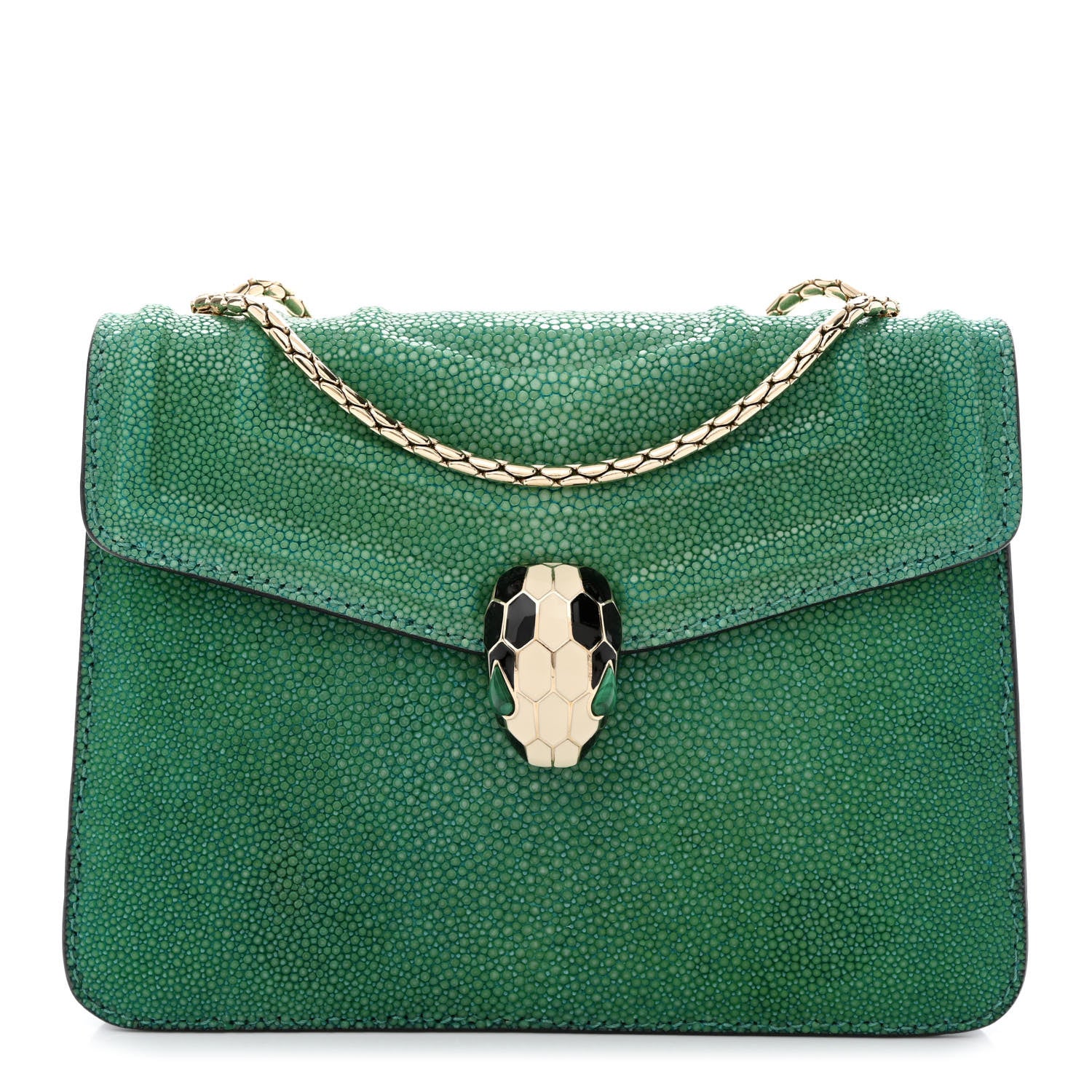 Bulgari Galuchat Calfskin Serpenti Forever Crossbody Bag Green 3 of 13