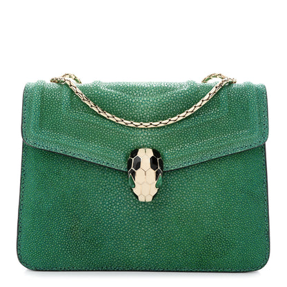 Bulgari Galuchat Calfskin Serpenti Forever Crossbody Bag Green 3 of 13