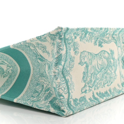 Christian Dior Canvas Embroidered Medium Dioriviera Toile De Jouy Book Tote Aquamarina 9 of 10