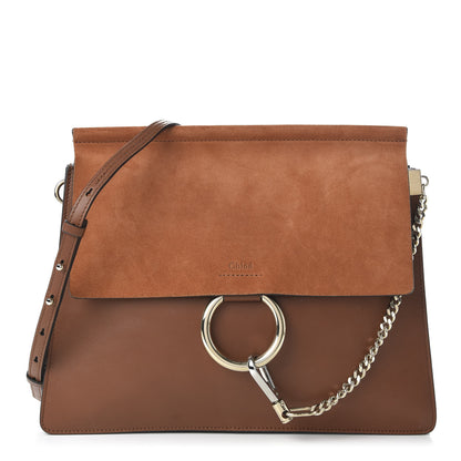 Chloe Suede Calfskin Medium Faye Shoulder Bag Tobacco 1 of 9