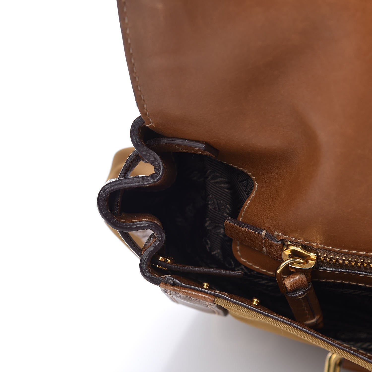 Prada Tessuto Nylon Calfskin Shoulder Bag Brown 11 of 30