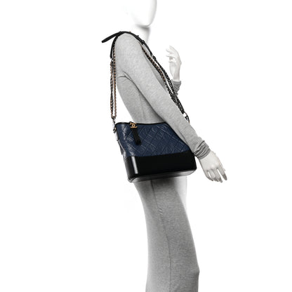 Chanel Aged Calfskin Quilted Medium Gabrielle Hobo Navy Black 2 of 10