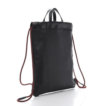 Gucci Calfskin Logo Drawstring Backpack Black 3 of 13