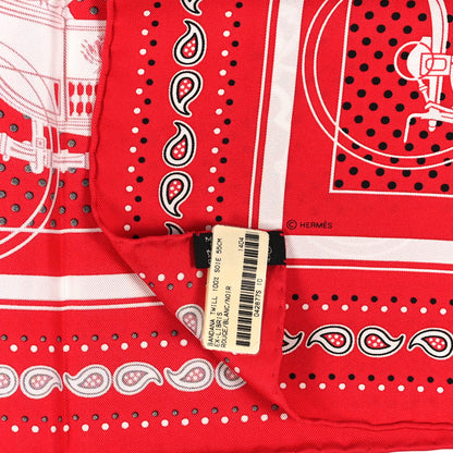 Hermes Cashmere Silk Ex-Libris Bandana Scarf 55 Rouge White Black 3 of 3
