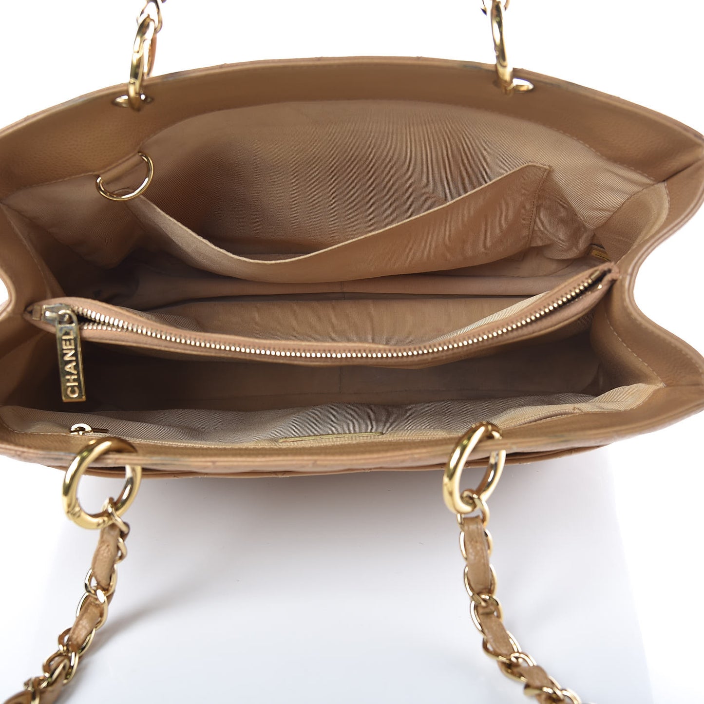 Caviar Quilted Grand Shopping Tote GST Beige