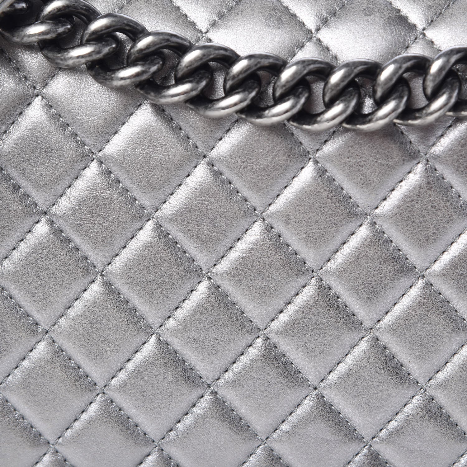 Chanel Metallic Calfskin Quilted Large Boy Flap Silver 12 of 17